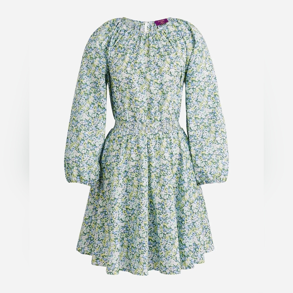 J. Crew Palermo smocked-waist mini dress in Liberty Thorpe Hill Print S Tall